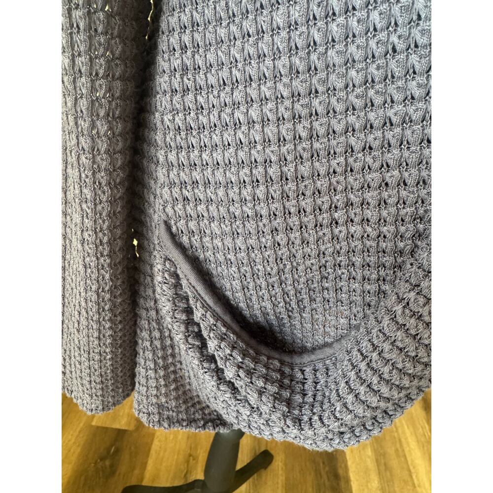 Pixley Gray Waffle Knit Open Cardigan Shawl Collar Pockets Size M - Picture 5 of 6
